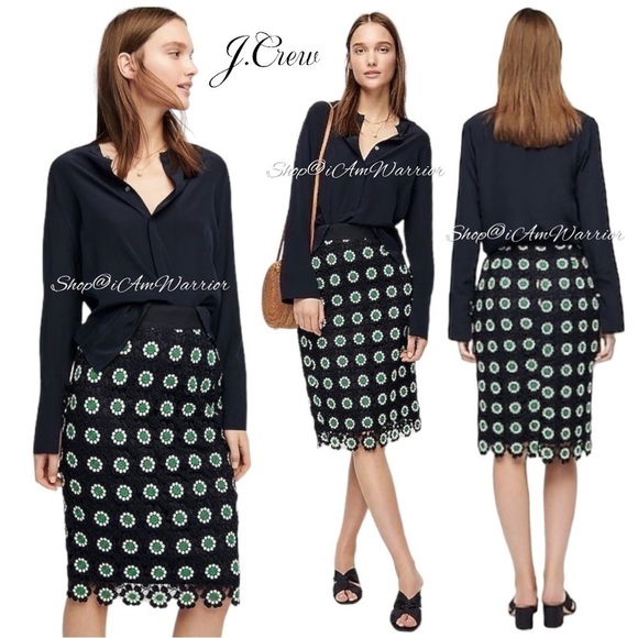 J.Crew NWT 2PC navy floral eyelet top & pencil skirt set *shop@iamwarrior - Picture 3 of 15